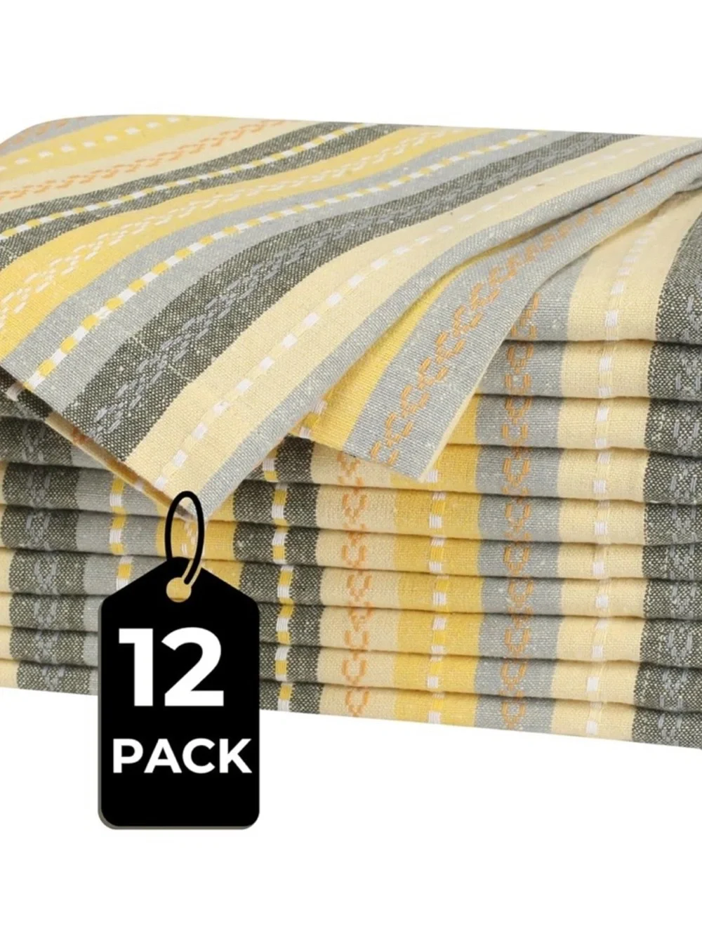 Cloth Dinner Napkins Set of 12 - Reusable Fabric Table Napkins, Machine Washable